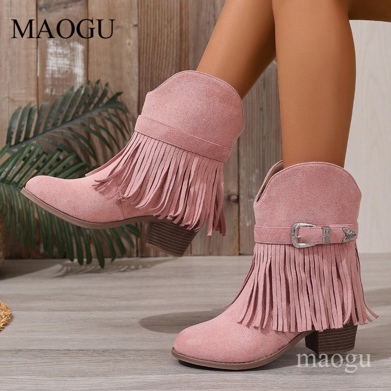 Western Cowgirl Boot - Botas Femininas de Camurça com Franjas