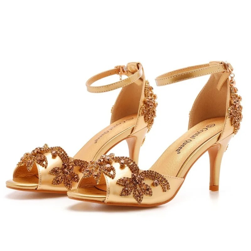 Rhinestone Sandal Women - Sapatos Femininos de Designer de Moda,