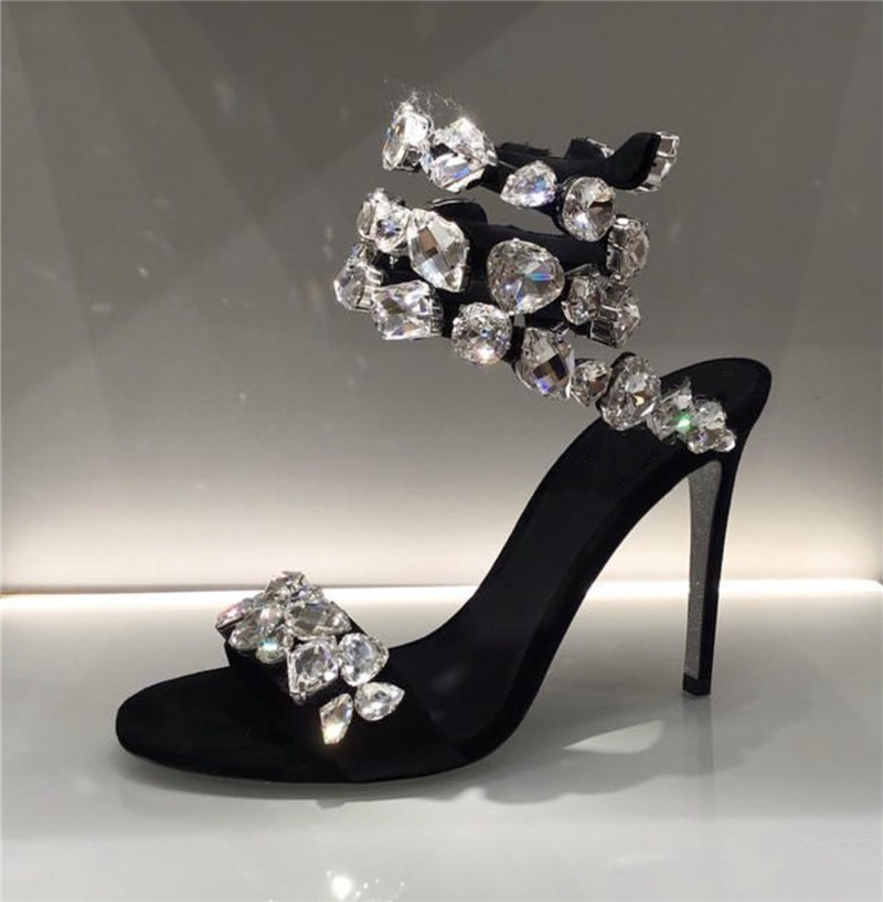Rhinestone Sandal Women - Gem cobra envoltório sandálias stiletto mulher