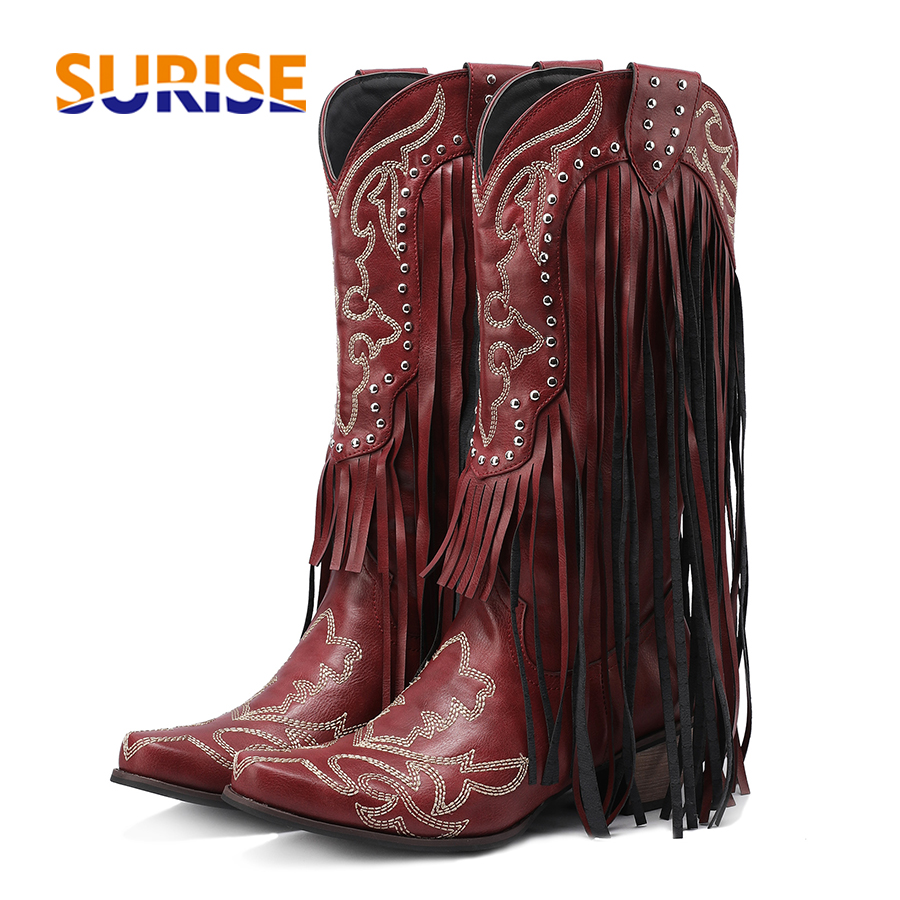 Western Cowgirl Boot - Botas de panturrilha média para mulheres,