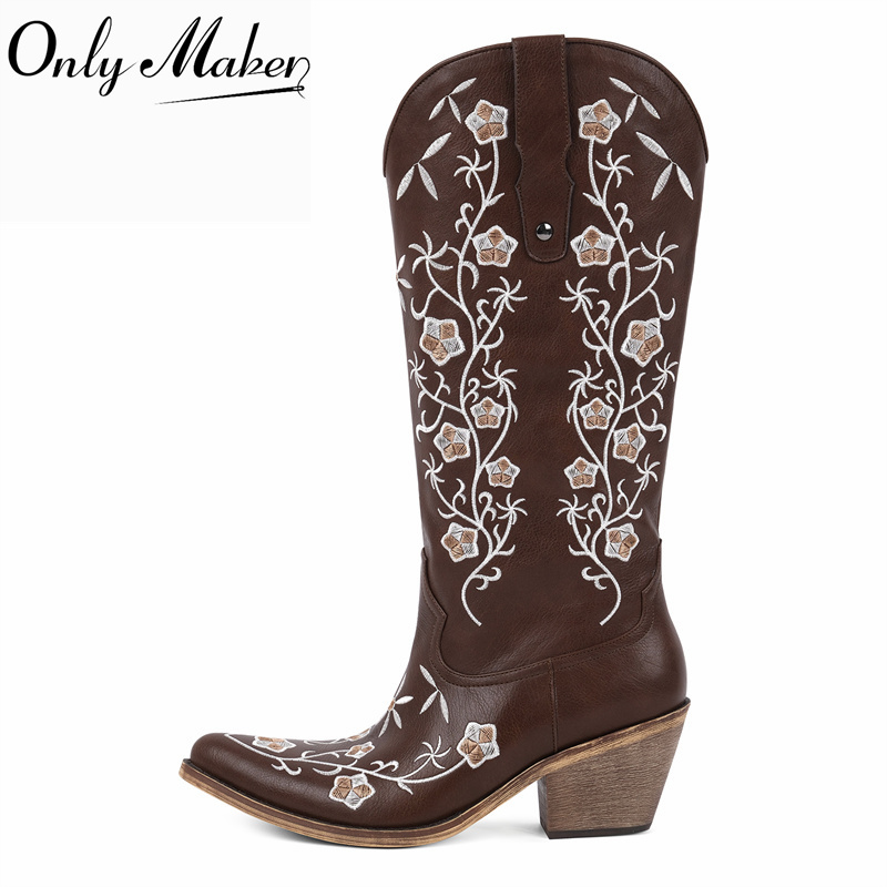 Western Cowgirl Boot - Onlymaker Botas de Cowboy Ocidentais Bordadas