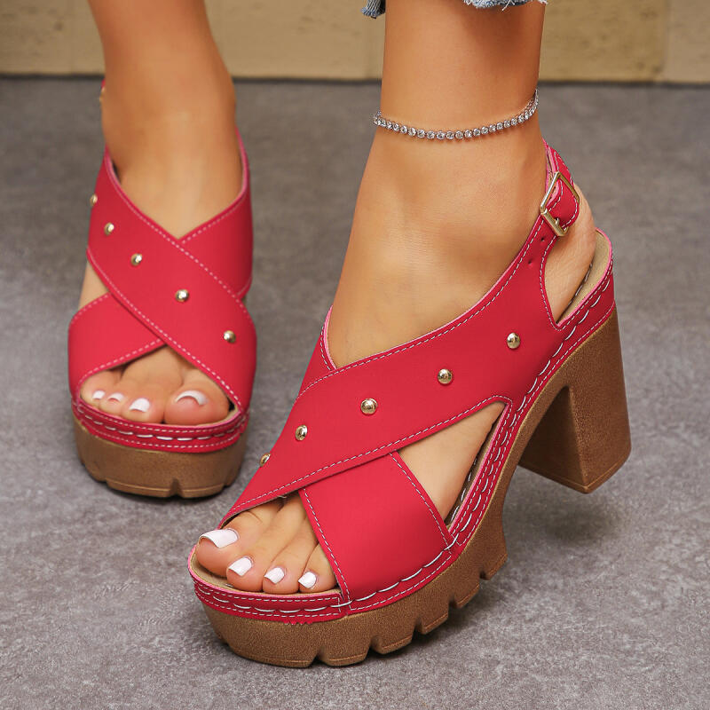 Gladiator Sandal Women - Vintage super salto alto cinta cruzada