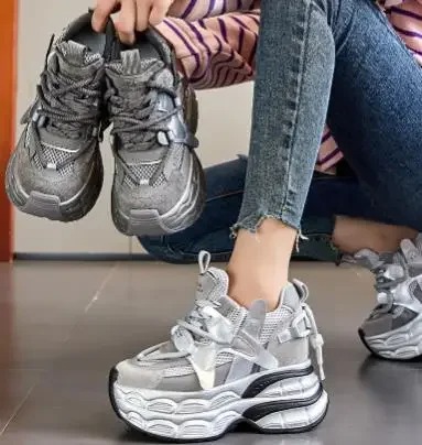 Salto feminino couro genuíno r - Wedge Heeled Sneaker avaliação e preço