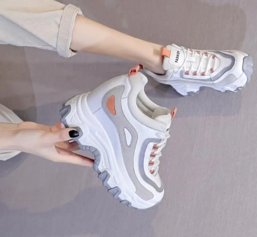 9cm plataforma de couro genuín - Wedge Heeled Sneaker avaliação e preço