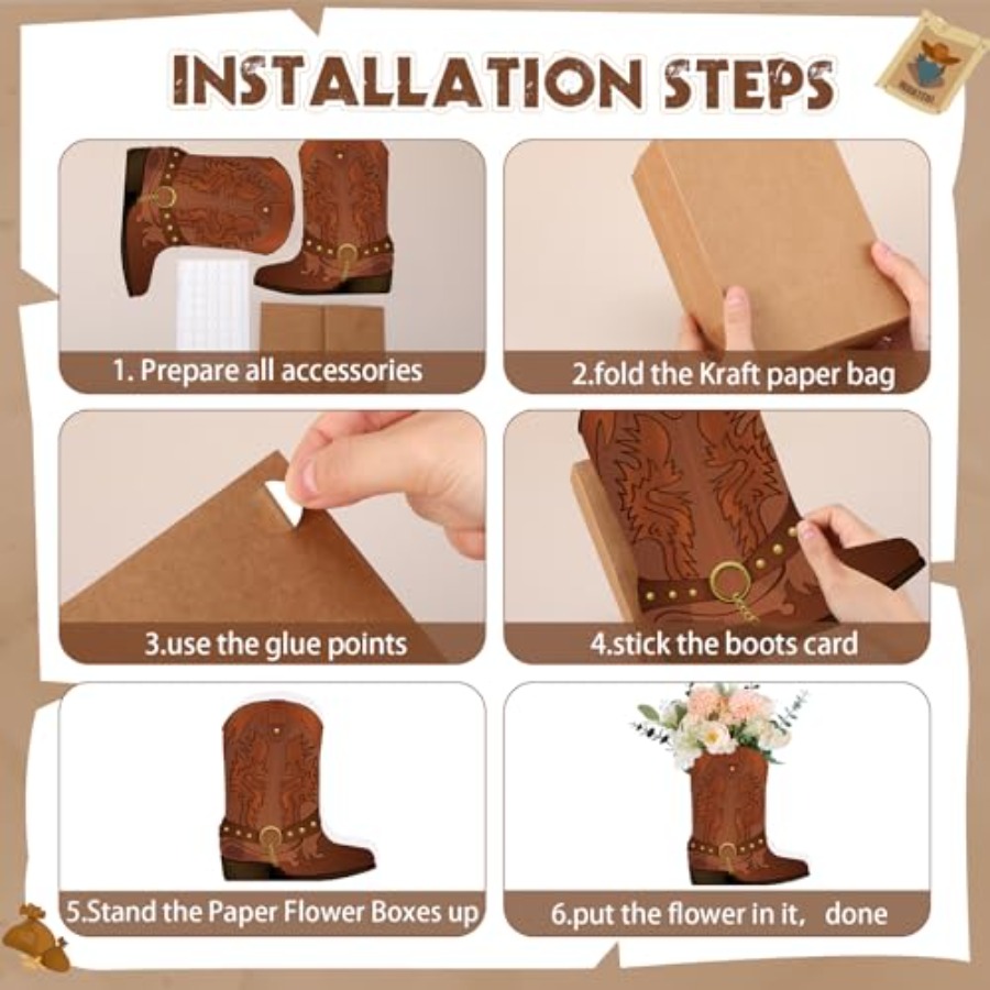 8 Conjuntos de Caixas Decorati - Western Cowgirl Boot avaliação e preço